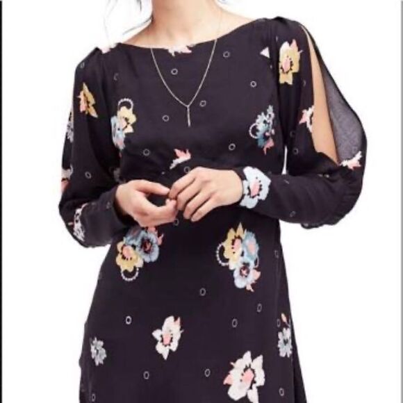 Free People Sunshadows Floral Split Sleeve Dress - Picture 1 of 8